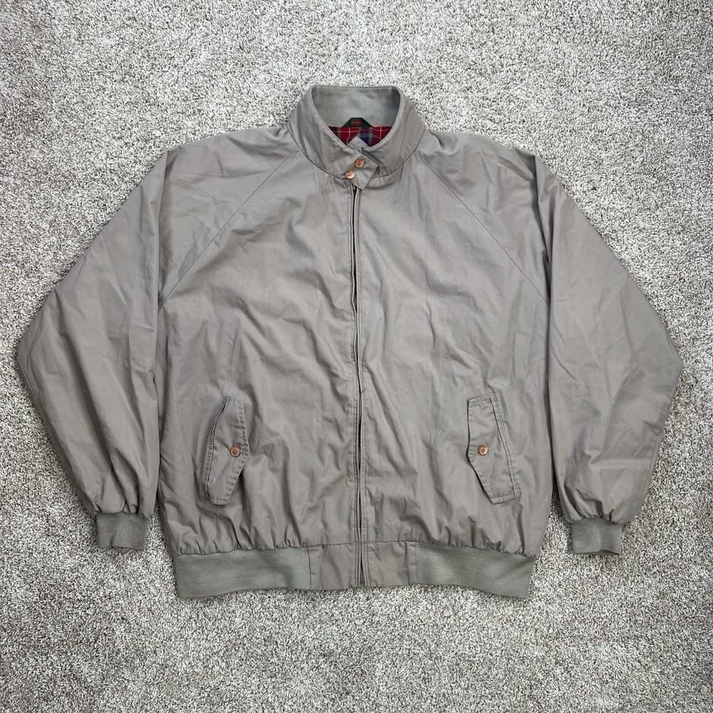 Vintage Field & Stream Men 2XLT Jacket Bomber Zip Harrington Beige Hong Kong 90s